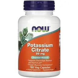 Вітаміни та мінерали Now Potassium Citrate 99 мг 180 капсул