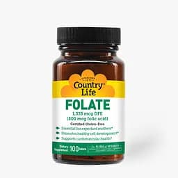 Вітаміни та мінерали Country Life Folic Acid, 100 таблеток