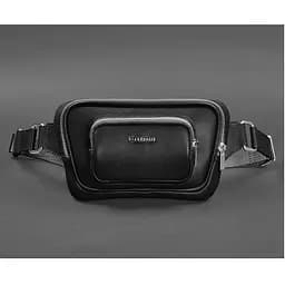 Шкіряна поясна сумка-бананка Трапеція чорна