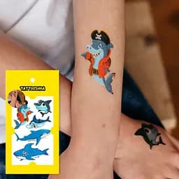 Набір тимчасових татуювань Акули Tattooshka WS-A002, 5 картинок - мініатюра 2