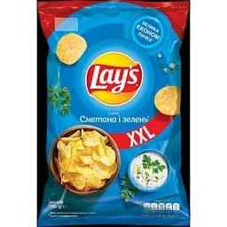 Чипсы Lays со вкусом сметаны и зелени 170 г (248533)