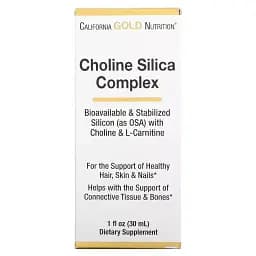 Комплекс холина и кремния California Gold Nutrition Choline Silica Complex для поддержания волос, кожи и ногтей 30 мл