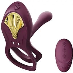 Смартэрекционное кольцо Zalo Bayek Velvet двойное с вводимой частью пульт д/у Purple