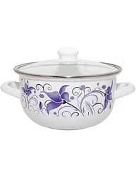 Каструля емальована Infinity Лілія, зі скляною кришкою, 24 см, 6 л (6625150)