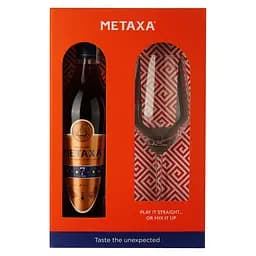 Набор Алкогольный напиток Metaxa 7 звезд 38% 0.7 л + бокал в подарочной упаковке