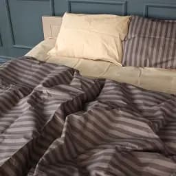 Наволочка MirSon Elegant Stripes бязь 40х40 см бежева/шоколадна (2200011018447) - мініатюра 3