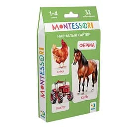 Детский набор учебных карточек Монтессори «Ферма» DoDo Toys 301233, 32 изображения