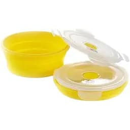 Ланчбокс складаний Сила із кришкою-засувкою круглий 600 мл жовтий