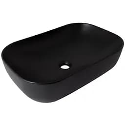 Раковина накладная Qtap Robin 600x390x150 мм, Matt Black, прямоугольная, без донного клапана QT132143PMBMBN