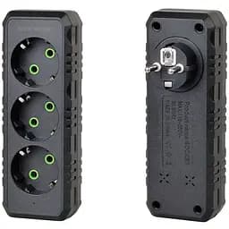 Розетка трійник із заземленням Voltronic F-101 Black, 3 розетки, 2500W, 10A, 110-250V