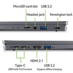 Ноутбук Acer Swift Go 14 SFG14-63 14 2.8K OLED, AMD R5-8645HS, 16GB, F512GB, UMA, Win11, сірий (NX.KTSEU.002) - мініатюра 9