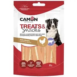 Лакомство для собак Camon джерки с курицей и говяжьей кожей 80 г (AE419)