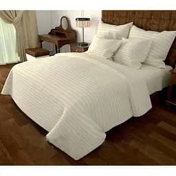 Постельное белье MERISET Молочное Бязь страйп Евро на резинке 550035-7