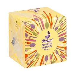 Салфетки бумажные Parus однослойные желтые 24 х 24 см 100 шт.
