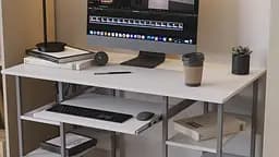 Комп'ютерний стіл Ferrum-decor Тім 75x120x60 сірий ДСП Білий 32мм (FRD-102463)