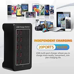 Зарядна станція ILEPO багатопортова на 10 USB портів + 10 Type-C 100 Вт / мережевий мультизарядний пристрій (19017) - мініатюра 8