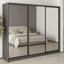 Шкаф-купе трехдверный MebelStar Комбо BG 3 Зеркала 250x60x210 см Антрацит (MBS-9265)