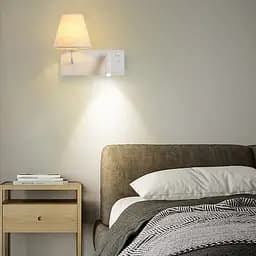 Біле ліве бра із плафоно-абажуром та спотом на 2 вимикачі | Line F | Арт. WJ081/2 L WT