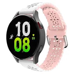 Ремінець для Garmin Forerunner 55 Forerunner 245 Forerunner 645 - біло-рожевий ширина кріплення 20мм силікон Watchbands Flower (W38-4WB82970221) - мініатюра 2