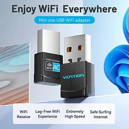 Адаптер WiFi Vention 2.4GHz/5GHz 150/433 Мбіт/с, USB (KDSB0) - мініатюра 6