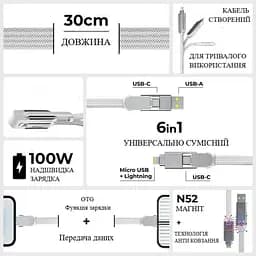 Кабель Rolling Square inCharge XL 30 см білий (XLS02R) - мініатюра 3