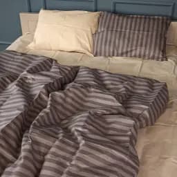 Комплект постільної білизни MirSon Elegant Stripes бязь 110х140 см бежевий/шоколадний (2200011018355)