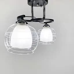 Стельова люстра в чорному корпусі на 2 подвійних плафони у корпусі 45 см | Арт. 6634/2 BK | Line F