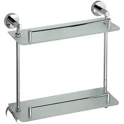 Полка Bemeta Omega стеклянная 400 мм двойная с бортиком 104202122, Белый