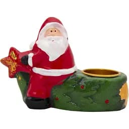 Декоративний новорічний свічник Devilon Дід Мороз з ялинкою (013180)