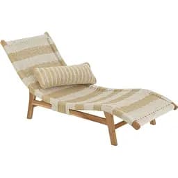 Шезлонг J-line з подушкою бежевий з білим (41519)