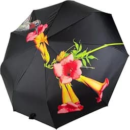 Женский складной зонтик полный автомат Rain 98 см черный