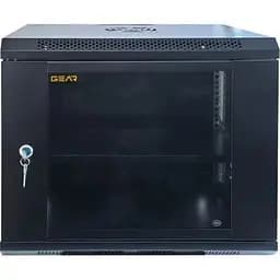 Шафа настінна GEAR 9U 19" 600x600x500 мм, + полка 19", black (GWMSN-9U-600-600)