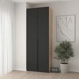 Шафа для одягу з полицями С-9.1 Дуб крафт/Чорний Idea