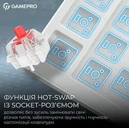Клавиатура игровая механическая GamePro MK-305-WH Asgard Drakkar Keychron Super Red Switch Bluetooth 5.2/2.4 ГГц/USB White - мініатюра 6