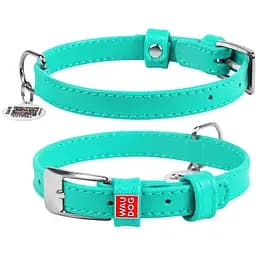Нашийник для собак Waudog Glamour, шкіряний, з QR паспортом, 27-36х1,5 см, ментоловий - мініатюра 2