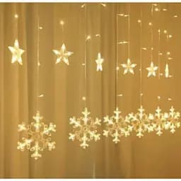 Гірлянда 6 сніжинок та 6 зірок 2.5 × 1 м 138 LED теплий білий СС 01004
