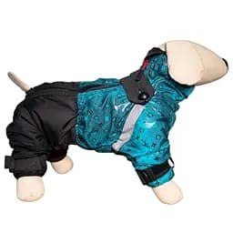 Комбінезон для собак Diego snow sintepon print M Бірюзовий - 4-розмір