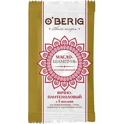 Олія-шампунь O'BERIG Яєчно-пантеноловий з 5 оліями для пошкодженного сухого пористого та фарбованого волосся 15 мл