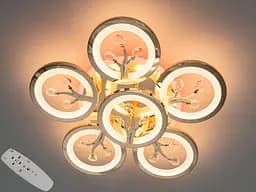 Золота світлодіодна люстра з регулюванням яскравості, пультом, 90 Вт