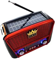 Радіоприймач Golon RX-455S акумуляторне радіо Solar USB Червоний