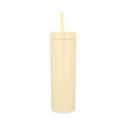 Охолоджуюча матова склянка 473 мл BPA-Free з трубочкою 21х6.5см light yellow - мініатюра 2