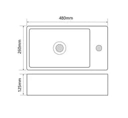 Умивальник накладний Mixxus Premium Quadro-0207 480x260x125 мм з отвором під змішувач MP6503, Білий - мініатюра 4