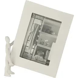Фоторамка J-Line металева з фігуркою людини 10х15 см біла (30232)