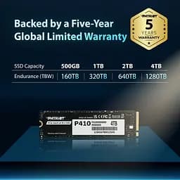 Накопичувач SSD 1TB Patriot P410 M.2 2280 PCIe NVMe 4.0 x4 TLC (P410P1TBM28H) - мініатюра 5