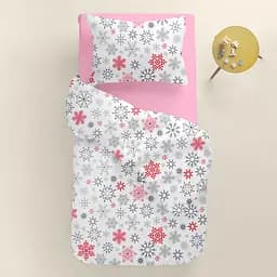 Дитяча постільна білизна фланель Cosas SNOWFLAKES CS12 110х140см (Flannel_SnowflakesGrayRedWhite_El80-16Bubble_140) - мініатюра 2