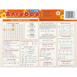 Картонка-підказка Зірка Алгебра 7-11 клас 20х15 см 4 сторінки