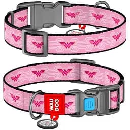 Нашийник Waudog Nylon з QR паспортом малюнок Диво-жінка 1 пластикова пряжка-фастекс Розмір XL