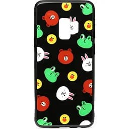 Чохол-накладка Toto Cartoon Print Glass Case Samsung Galaxy S9 Line friends Black