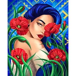 Алмазна мозаїка Santi Українка з маками, 40х50 см (954387)