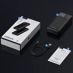 Зовнішній акумулятор Kuulaa RT-20 20000mAh 22.5W Power bank чорний - мініатюра 3